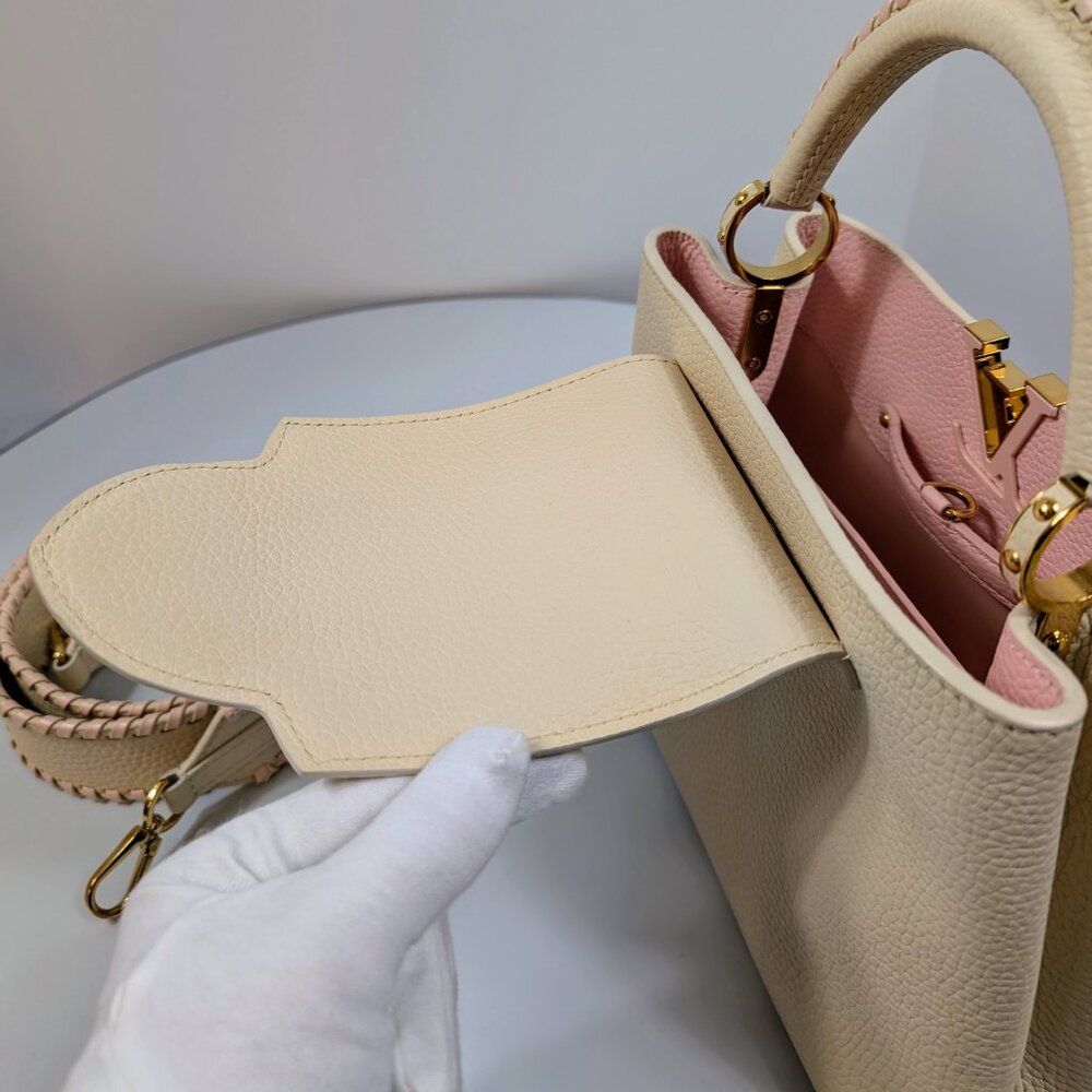 Louis Vuitton Rare Pink and Cream Capucines BB in Grained Taurillon Leather - Picture 6 of 16